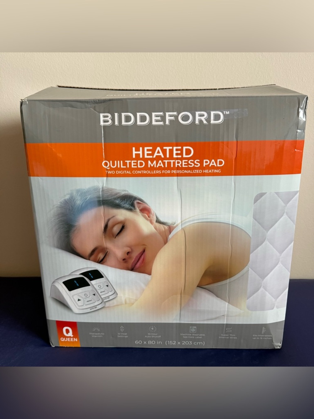 NIB Biddeford Heated Quilted Mattress Pad w Two Digital Controllers Queen Q - Picture 3 of 5